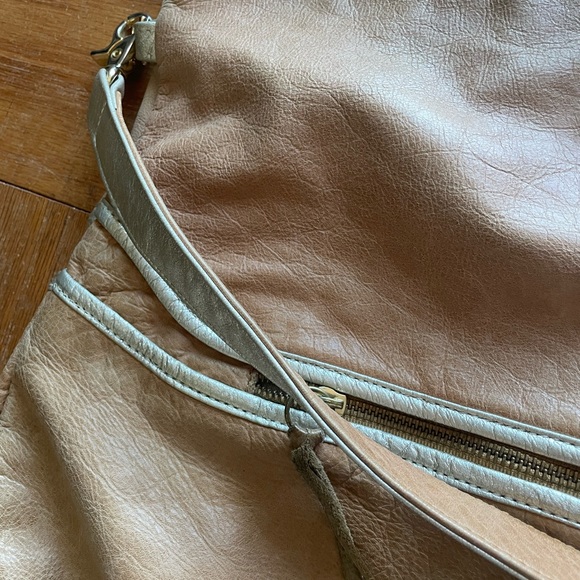 Anna Corrina PEACH leather Mid city large fold over tote satchel bag AUTHENTIC - Picture 5 of 5